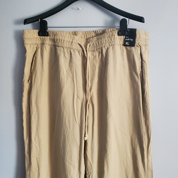 Soho NY&Co Street Tan Wide Leg Linen Blend Drawstring Pants Size XL - Picture 3 of 10